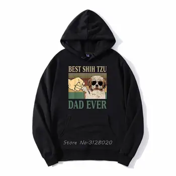 Vintage Labāko Shih Tzu Tētis Kādreiz Suns Pelēkā Vārna Vīriešiem Lielgabarīta Vilnas Rāvējslēdzēju, Kapuci Sporta Krekls Jaka Streetwear Harajuku
