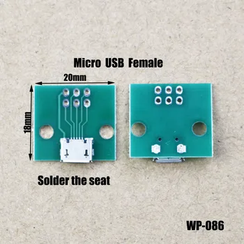 1pc Micro USB Ar PCB Kuģa sievišķais Savienotājs Testa Valdes, Android Samsung, Huawei Xiaomi Un Citas Saskarnes WP-086