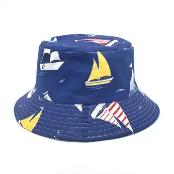 Modes Atgriezeniska Navy Vēja Panama spaiņa Cepuri Vīriešu un Sieviešu Burāšanas Drukāšanas Flat Top Hat Āra Ceļojumu Savvaļas saulessarga Cepures