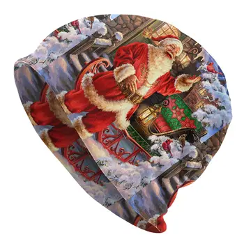 Ziemassvētki-Santa-Klauss Skullies Beanies Ziemeļvalstu Priecīgus Ziemassvētkus Jauno Gadu Cepures Hip Hop Cepures Ziemas Divējāda lietojuma Sunīti Adīta Cepure