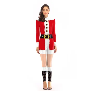 Plus Lieluma Jaunais Gads Ziemassvētku Tērpu santa claus tērpu meitene sarkanā jumpsuits Pieaugušām sievietēm Fancy Cosplay kostīms