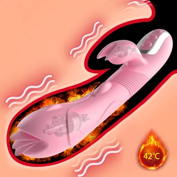 Mēles Laiza Vibrators Ir Pilnībā Automātiska Apkures Dubulta Vibrācijas Seksa Rotaļlietas Sievietes Klitora Stimulators Clit Vibratori Sievietēm